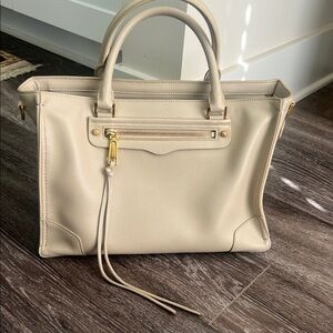 Cream Satchel with Gold Accents and Tassel